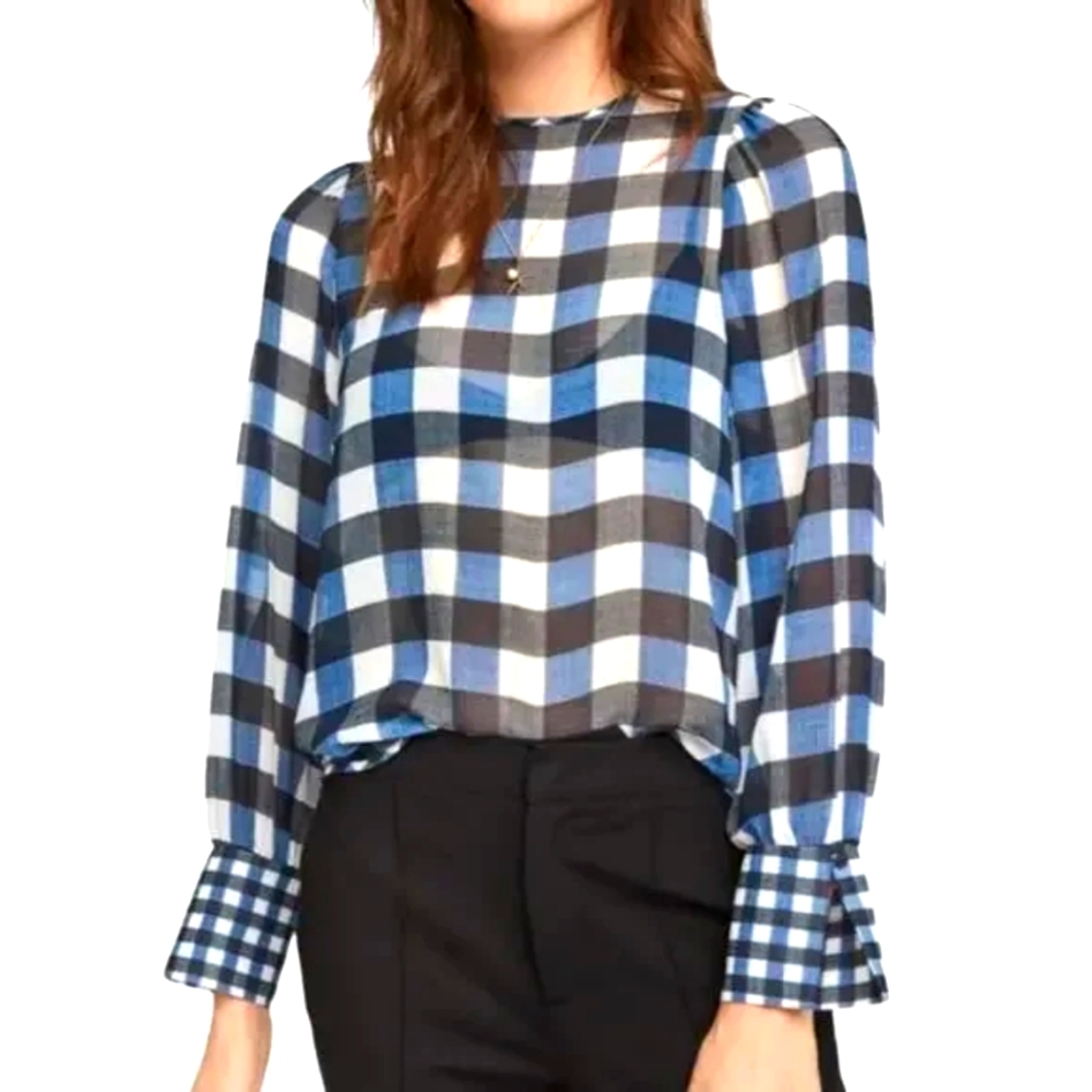Scotch And Soda Blue Checkered Women's Top Size M